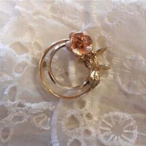 Darling Vintage Krementz Flower Rose Brooch Yellow & Rose Gold Overlay or Filled